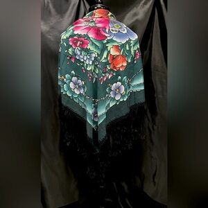 Floral Shawl with fringe